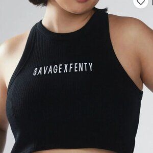 Savage X Fenty Black Ribbed Cropped Tank - Size Small
